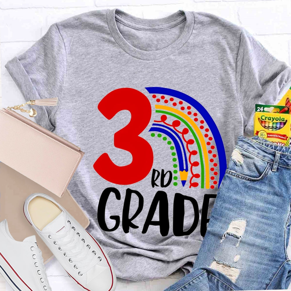 Personalized Grade Colorful Pencil Rainbow T-shirt