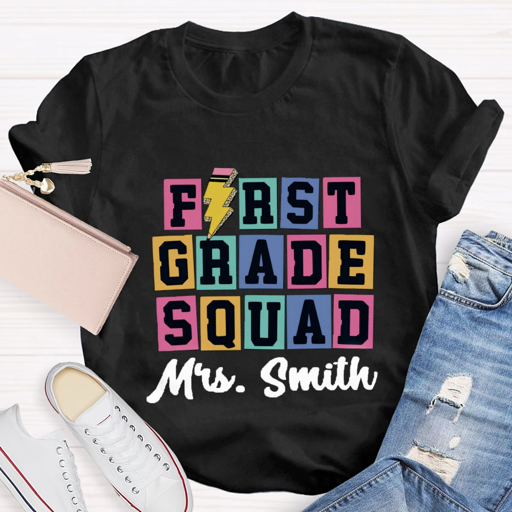 Personalized Grade And Name Squad Color blocks T-shirt