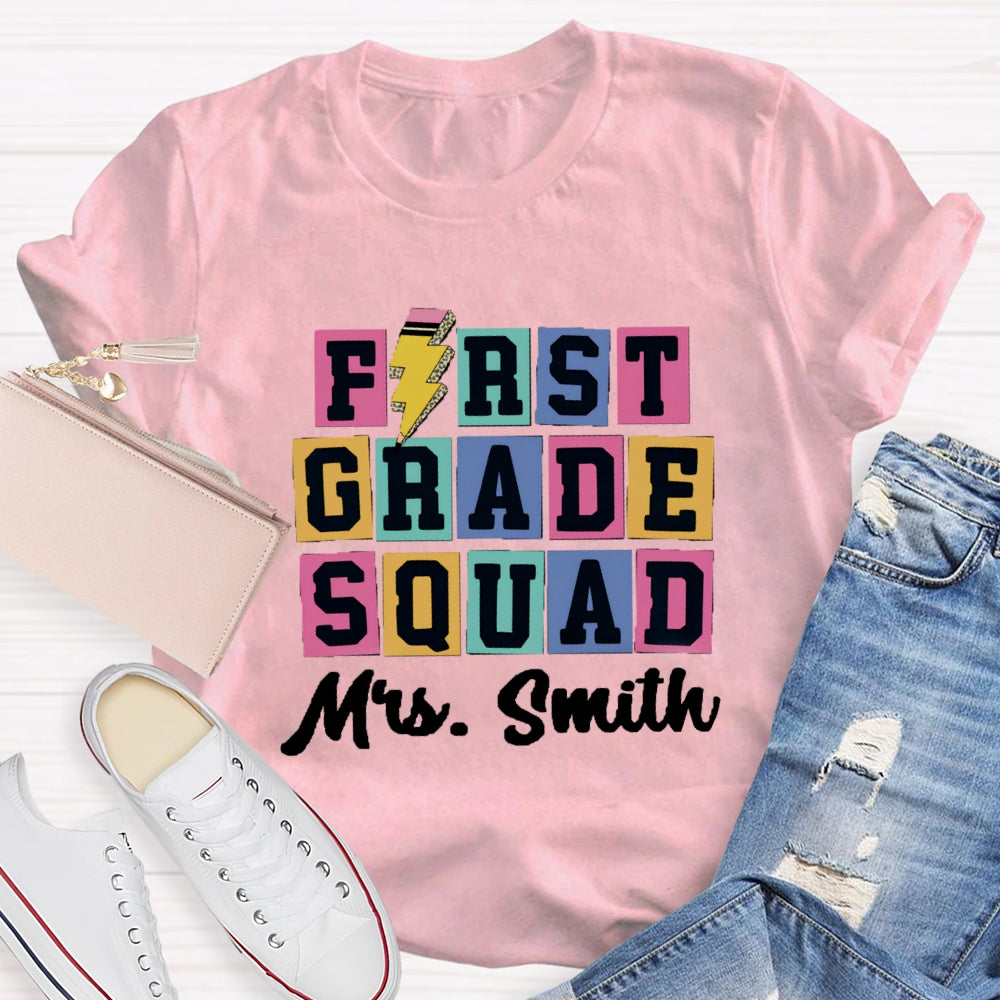 Personalized Grade And Name Squad Color blocks T-shirt