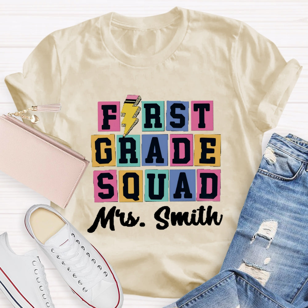 Personalized Grade And Name Squad Color blocks T-shirt