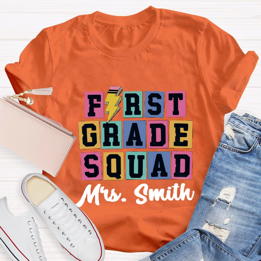 Personalized Grade And Name Squad Color blocks T-shirt