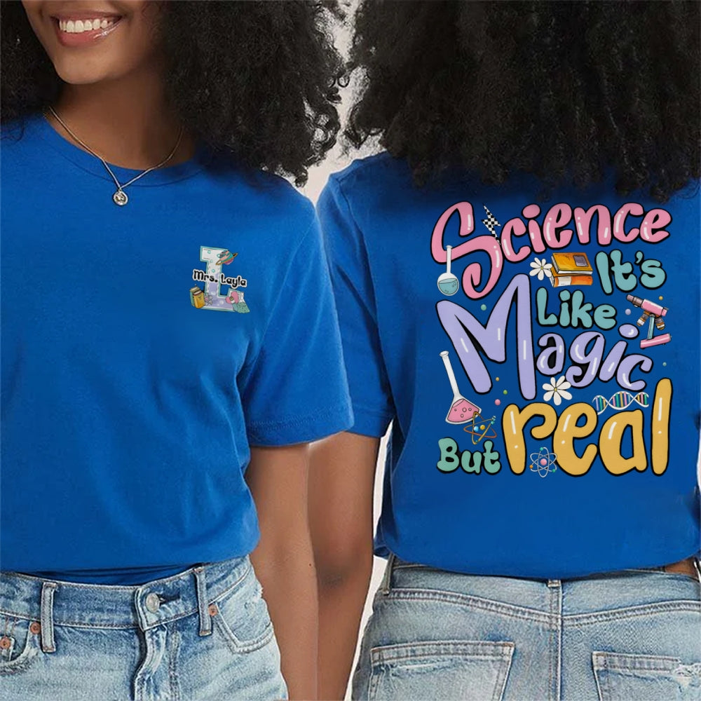 Personalized Name Science Is Like Magic Double Printed T-shirt