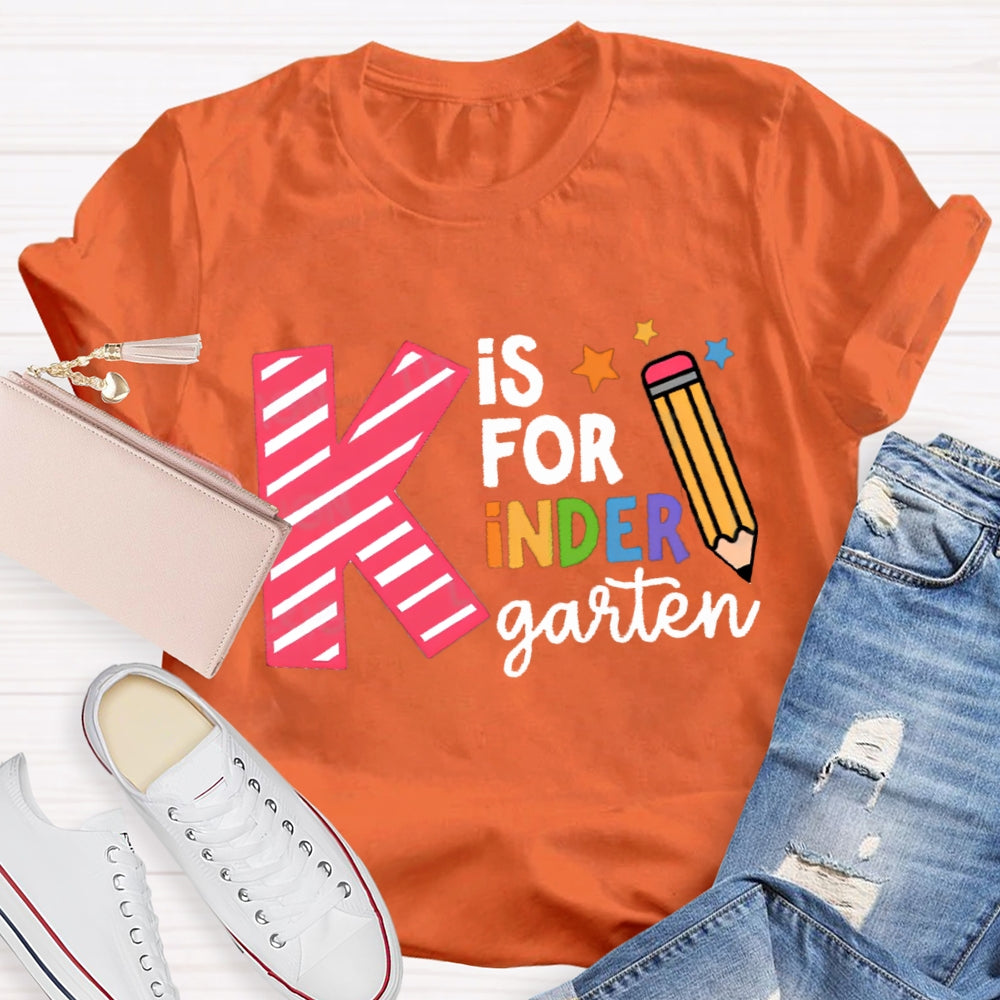 Personalized Grade K Is For Kindergarten T-Shirt