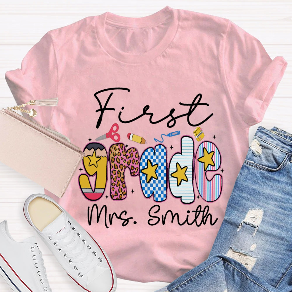 Personalized Name And Grade First Grade Star T-shirt