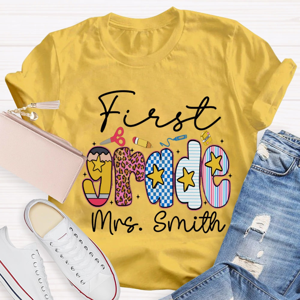Personalized Name And Grade First Grade Star T-shirt