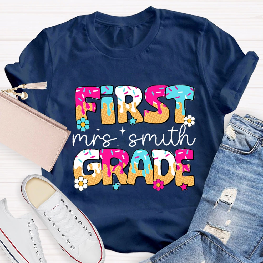 Personalized Grade Ice Teacher Back To School T-Shirt