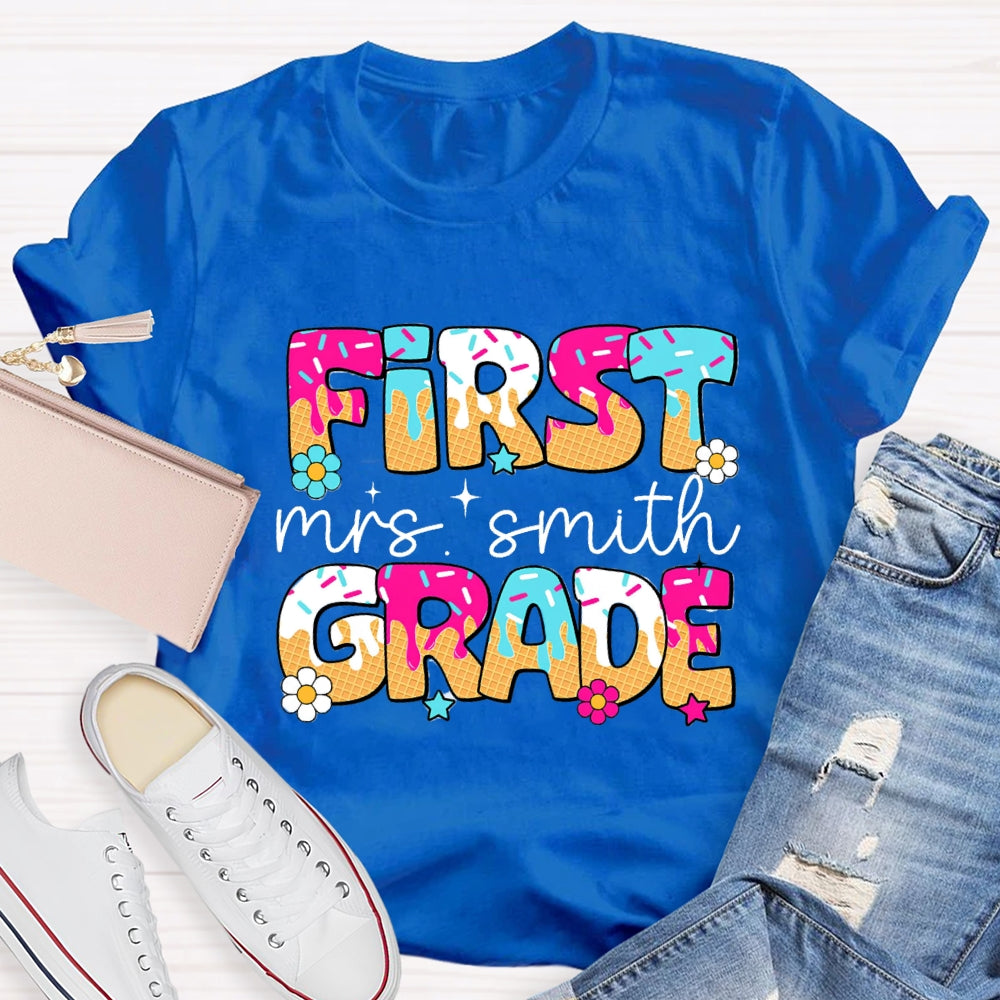 Personalized Grade Ice Teacher Back To School T-Shirt