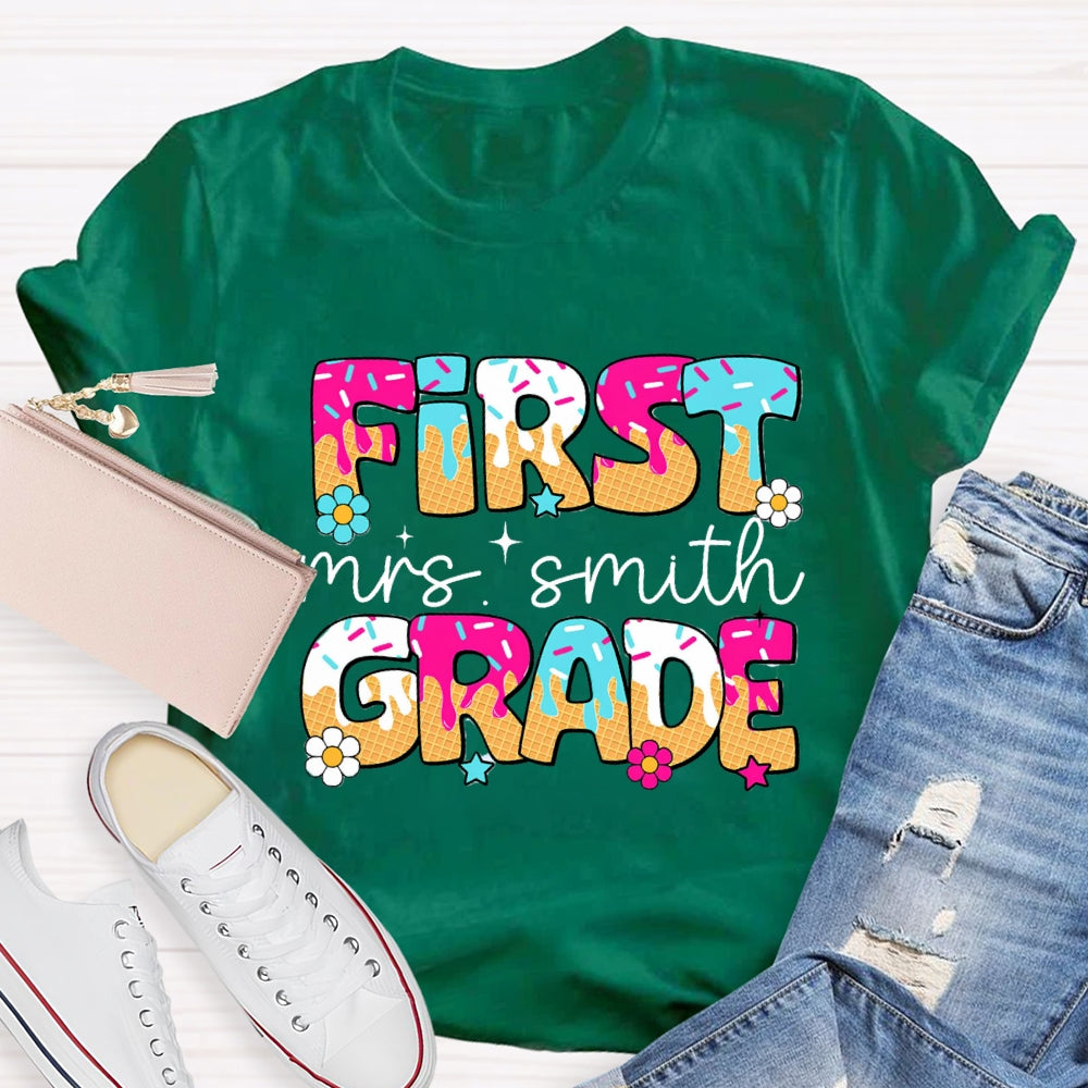 Personalized Grade Ice Teacher Back To School T-Shirt