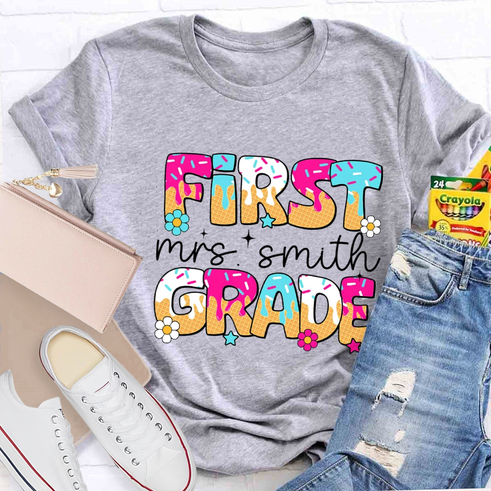 Personalized Grade Ice Teacher Back To School T-Shirt