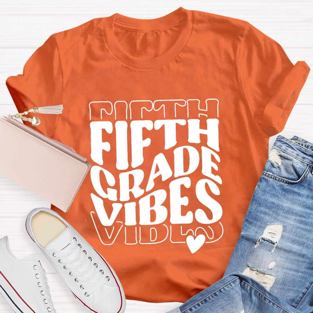 Personalized Grade Vibes Little Peach Heart T-shirt