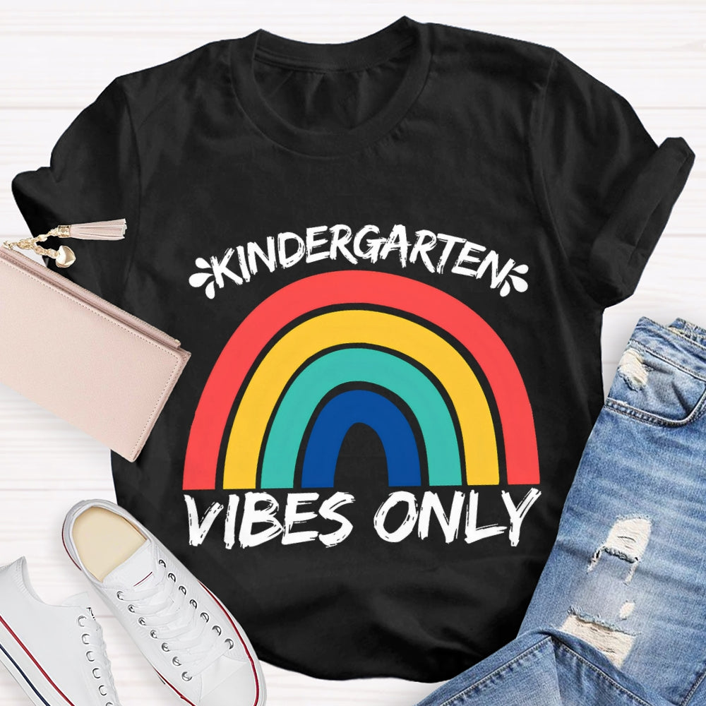 Personalized Grade Kindergarten Vibes Only Rainbow Bridge T-shirt