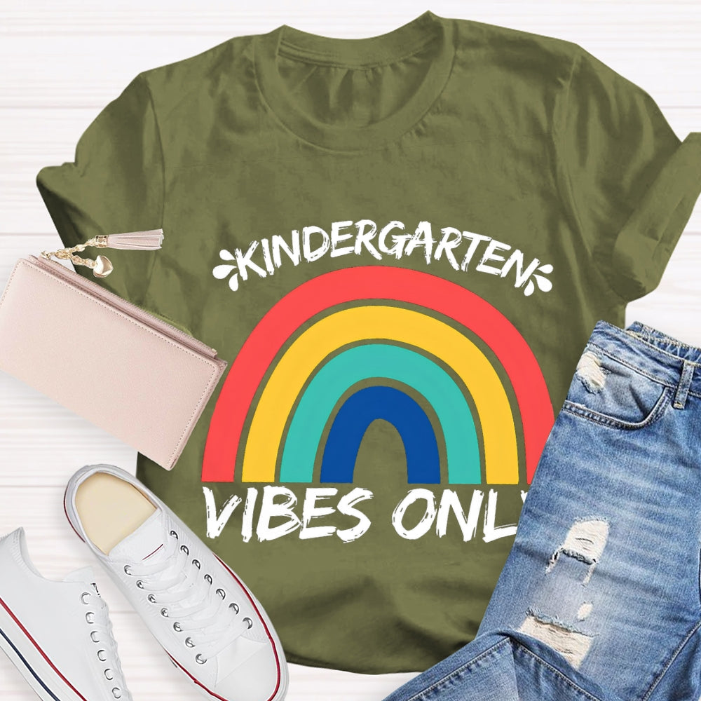 Personalized Grade Kindergarten Vibes Only Rainbow Bridge T-shirt