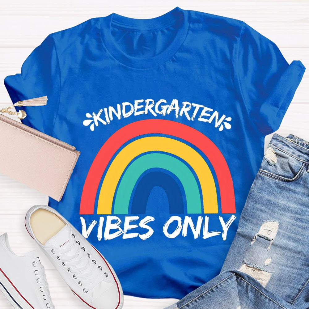 Personalized Grade Kindergarten Vibes Only Rainbow Bridge T-shirt