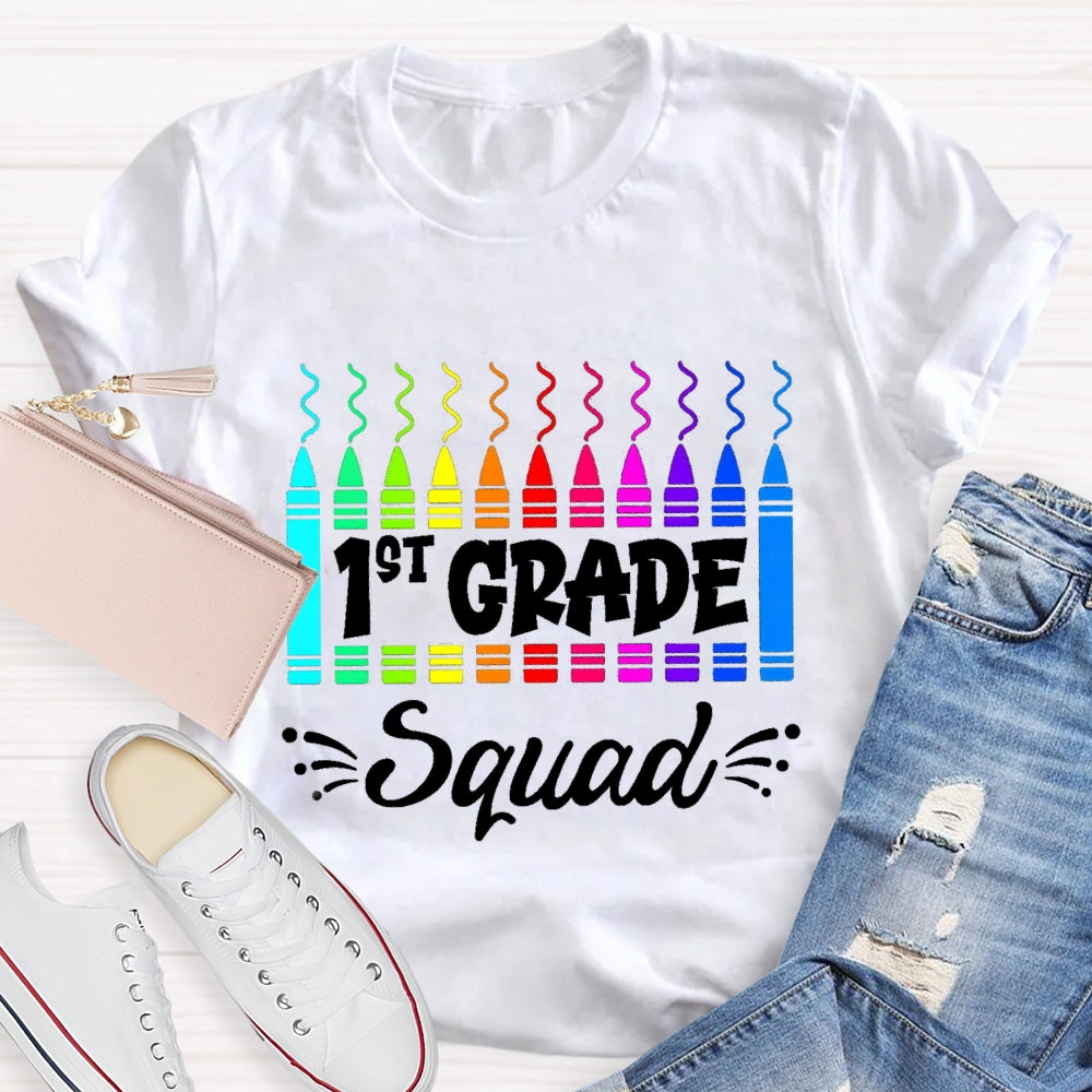 Personalized Grade First Grade Squad Colored Pencils T-shirt