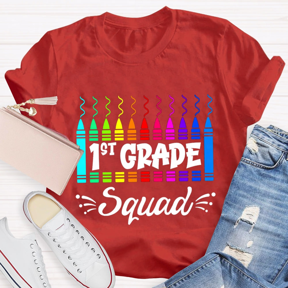 Personalized Grade First Grade Squad Colored Pencils T-shirt