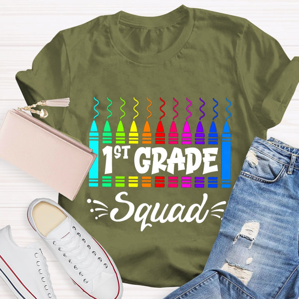 Personalized Grade First Grade Squad Colored Pencils T-shirt