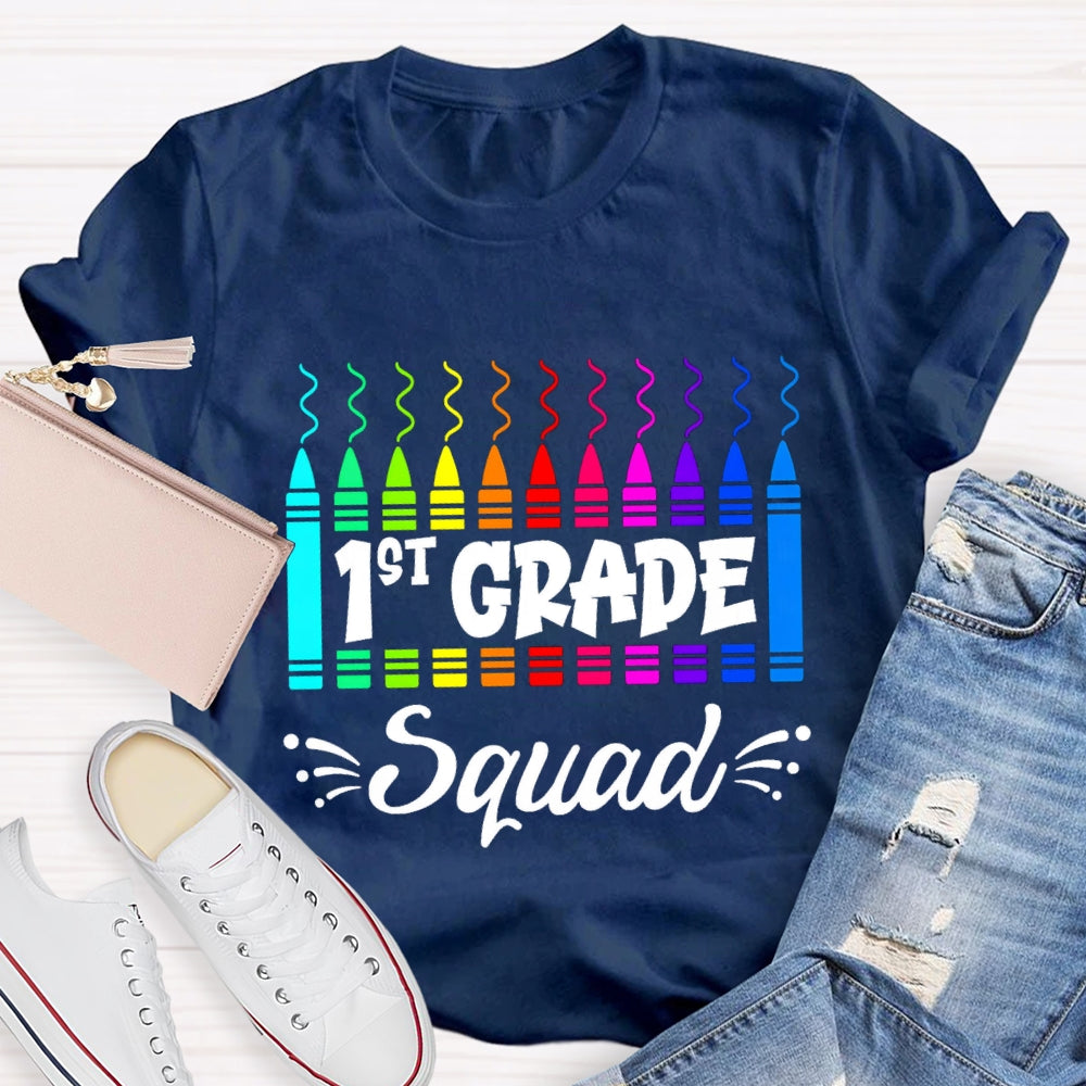 Personalized Grade First Grade Squad Colored Pencils T-shirt