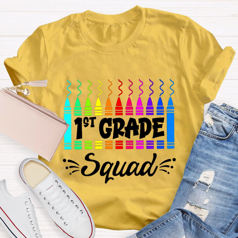 Personalized Grade First Grade Squad Colored Pencils T-shirt