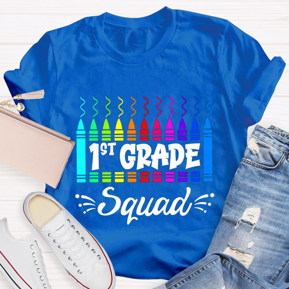 Personalized Grade First Grade Squad Colored Pencils T-shirt
