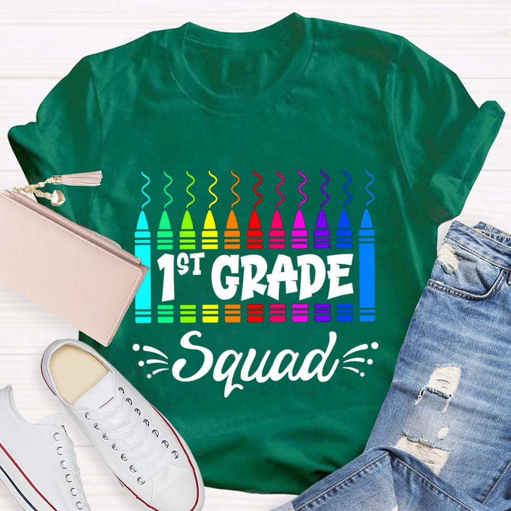 Personalized Grade First Grade Squad Colored Pencils T-shirt