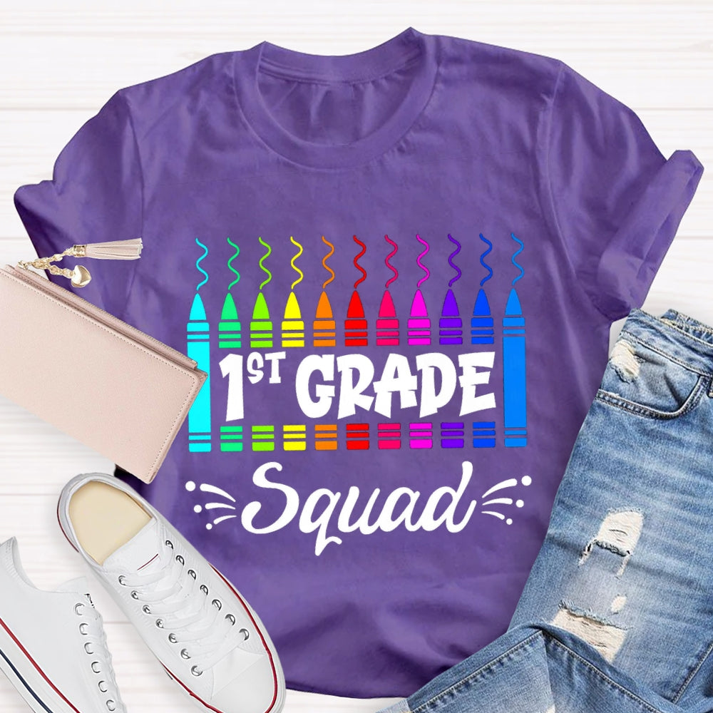 Personalized Grade First Grade Squad Colored Pencils T-shirt