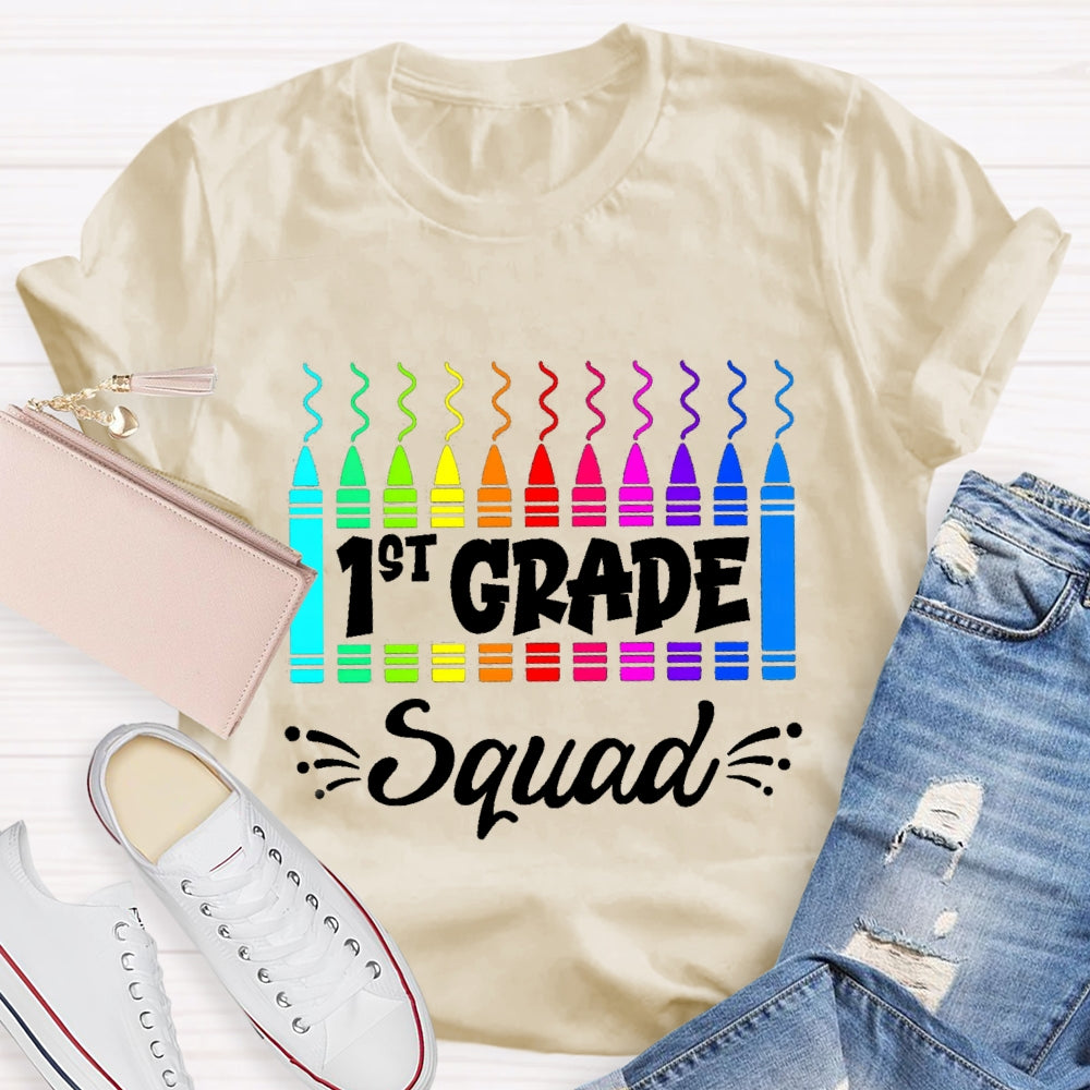 Personalized Grade First Grade Squad Colored Pencils T-shirt