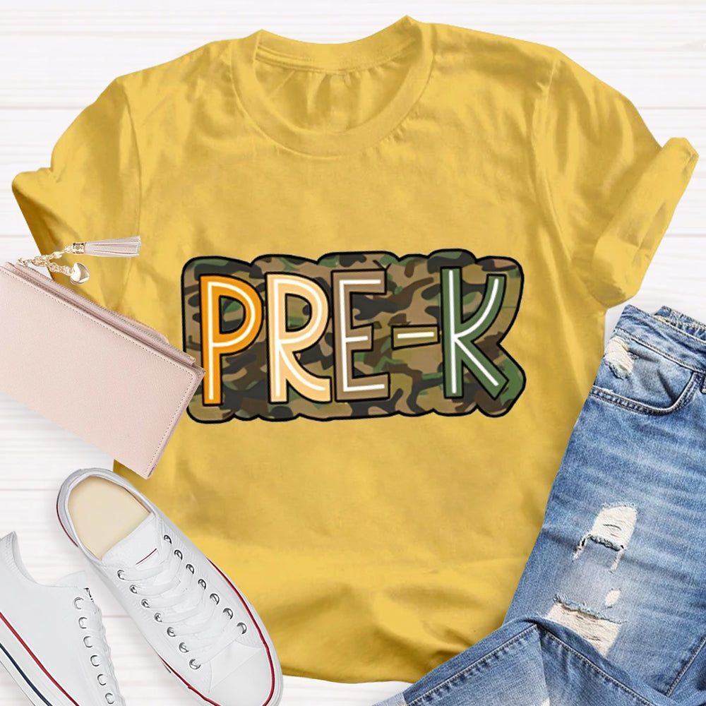 Personalized Grade Camouflage print Kinder Garten T-shirt