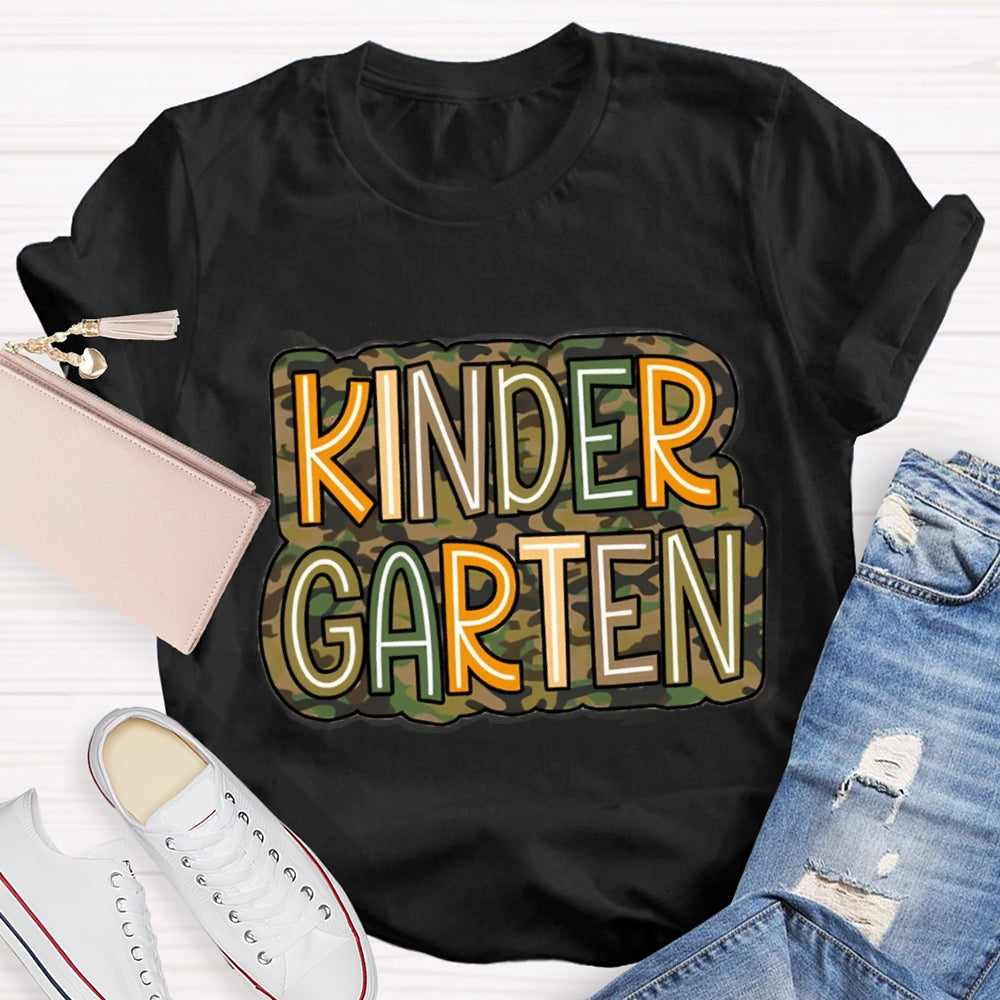 Personalized Grade Camouflage print Kinder Garten T-shirt