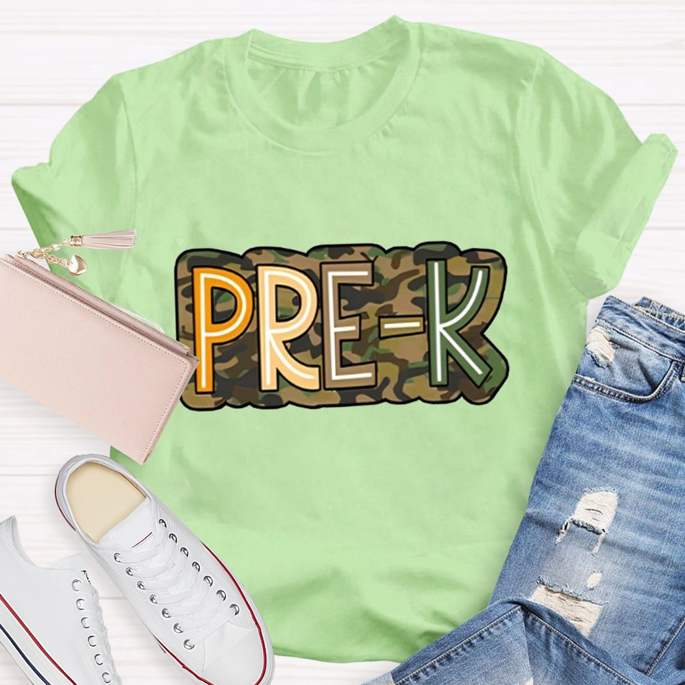 Personalized Grade Camouflage print Kinder Garten T-shirt
