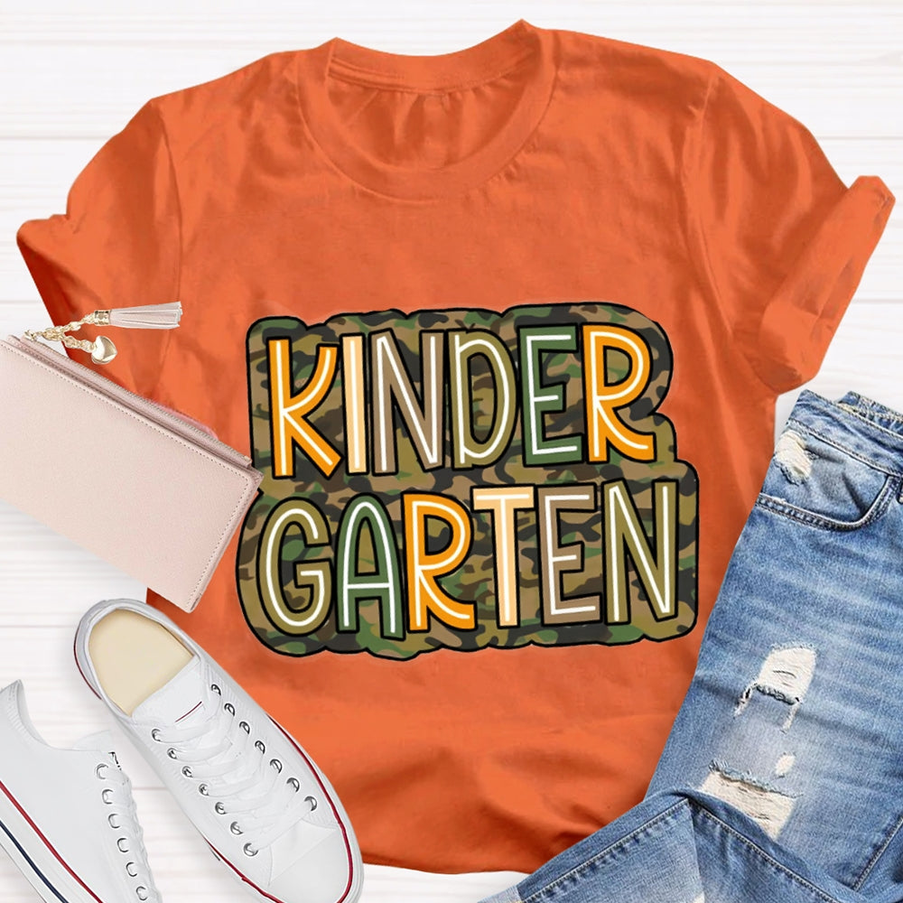 Personalized Grade Camouflage print Kinder Garten T-shirt