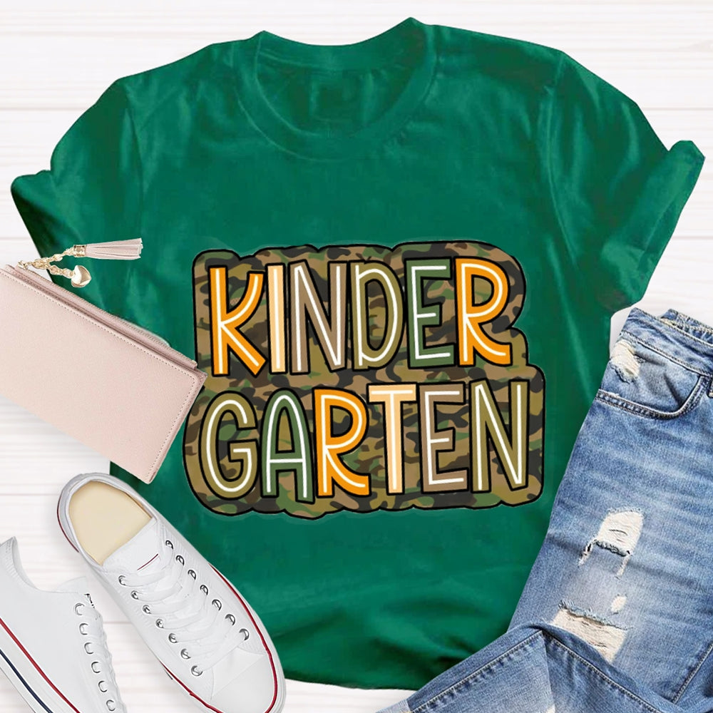 Personalized Grade Camouflage print Kinder Garten T-shirt