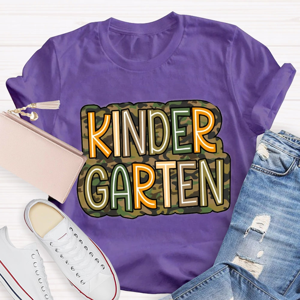 Personalized Grade Camouflage print Kinder Garten T-shirt