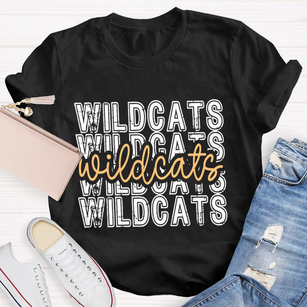 Personalized School Mascot Yellow Wildcats T-shirt