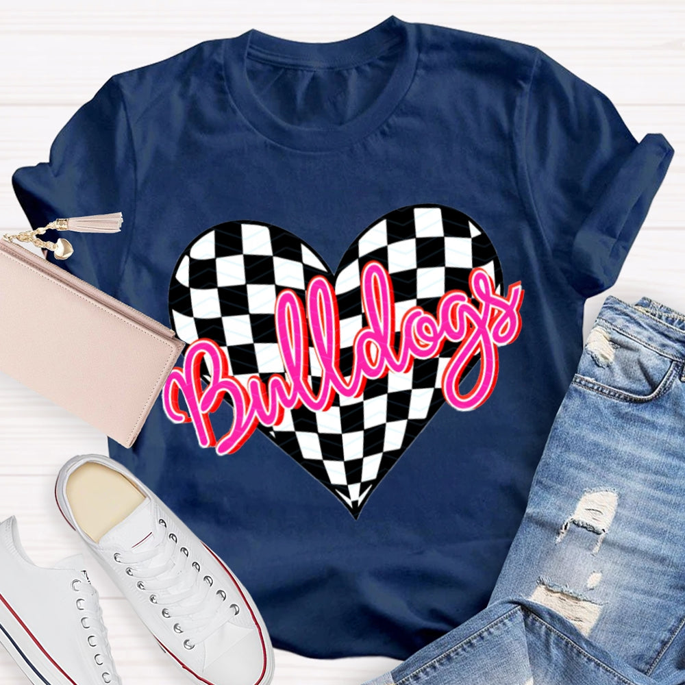 Personalized School Mascot Bulldogs Pink Heart T-shirt