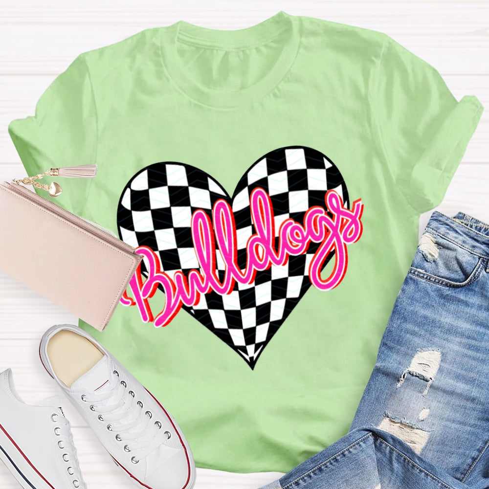 Personalized School Mascot Bulldogs Pink Heart T-shirt