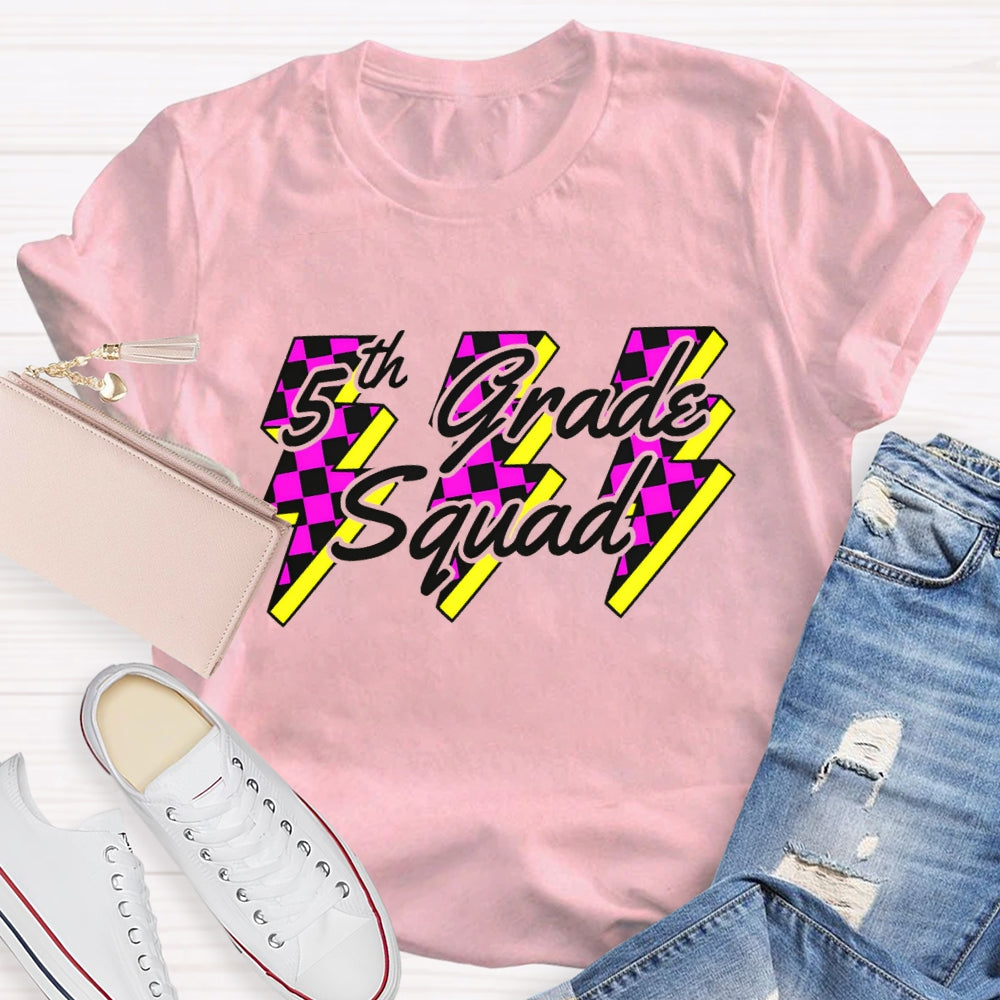 Personalized Grade Squad Fifth Grade Lightning Print T-shirt