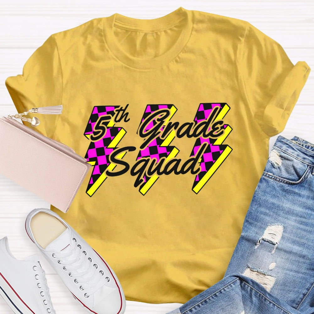 Personalized Grade Squad Fifth Grade Lightning Print T-shirt