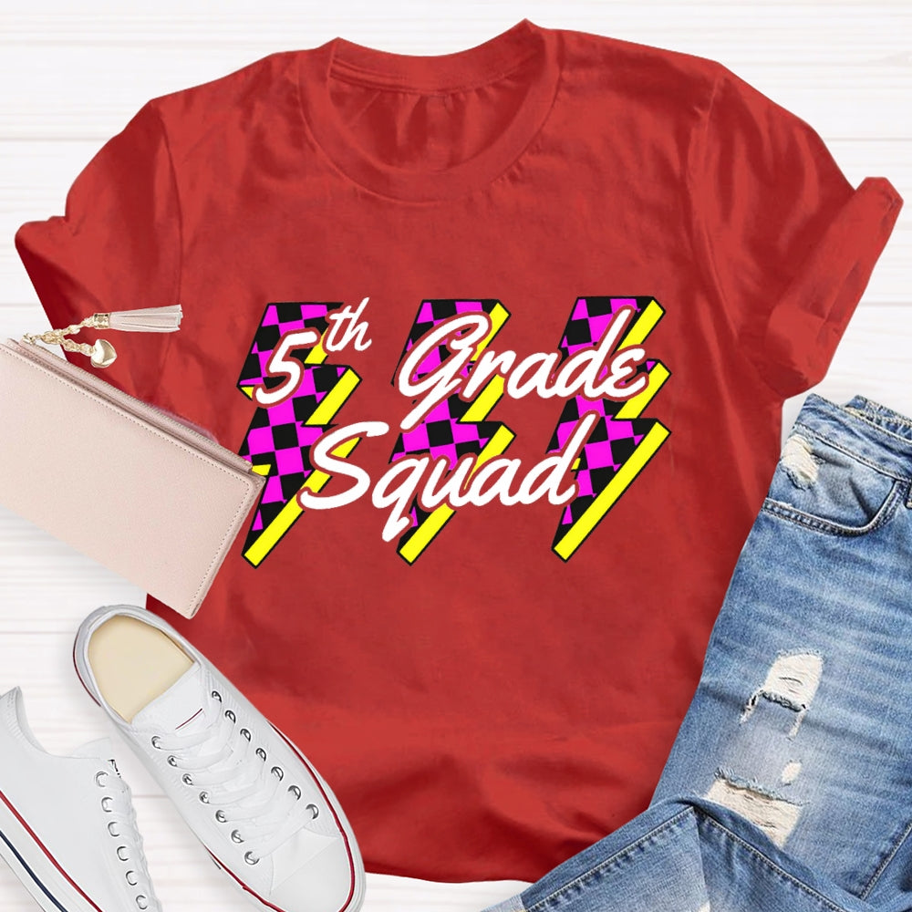 Personalized Grade Squad Fifth Grade Lightning Print T-shirt