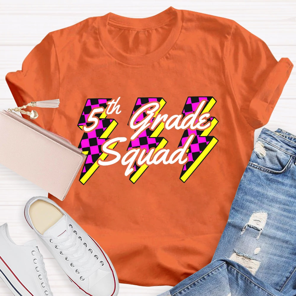 Personalized Grade Squad Fifth Grade Lightning Print T-shirt