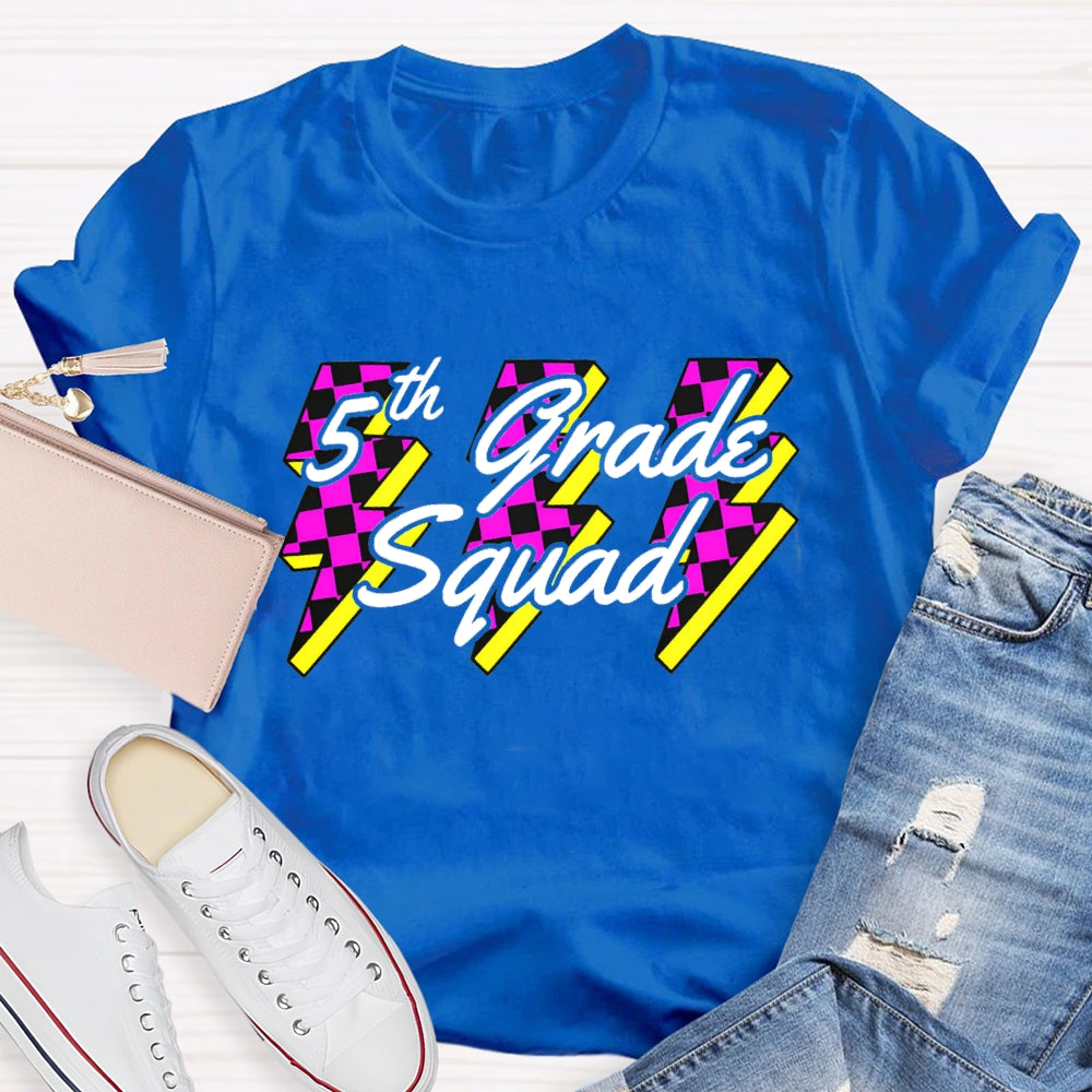 Personalized Grade Squad Fifth Grade Lightning Print T-shirt
