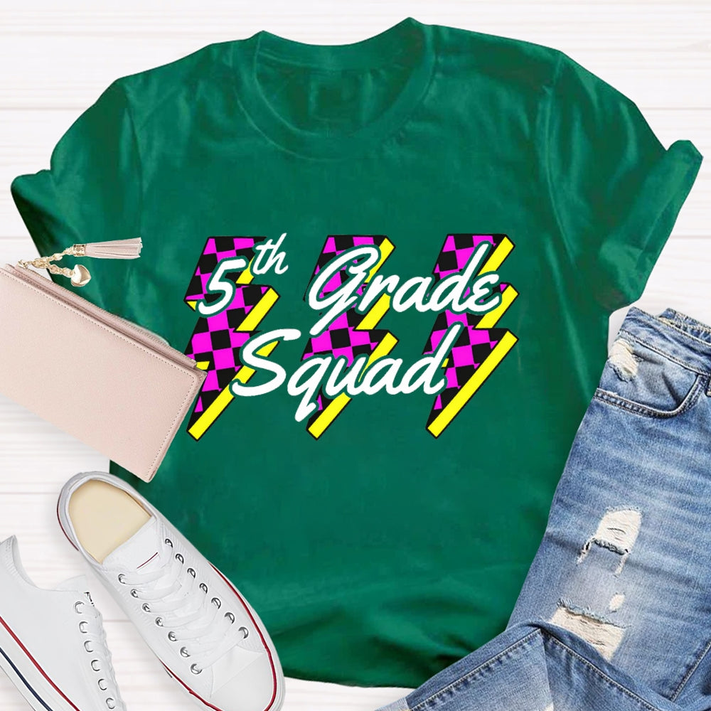 Personalized Grade Squad Fifth Grade Lightning Print T-shirt