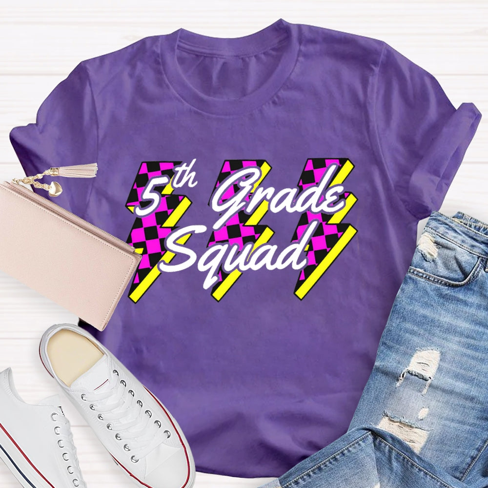 Personalized Grade Squad Fifth Grade Lightning Print T-shirt