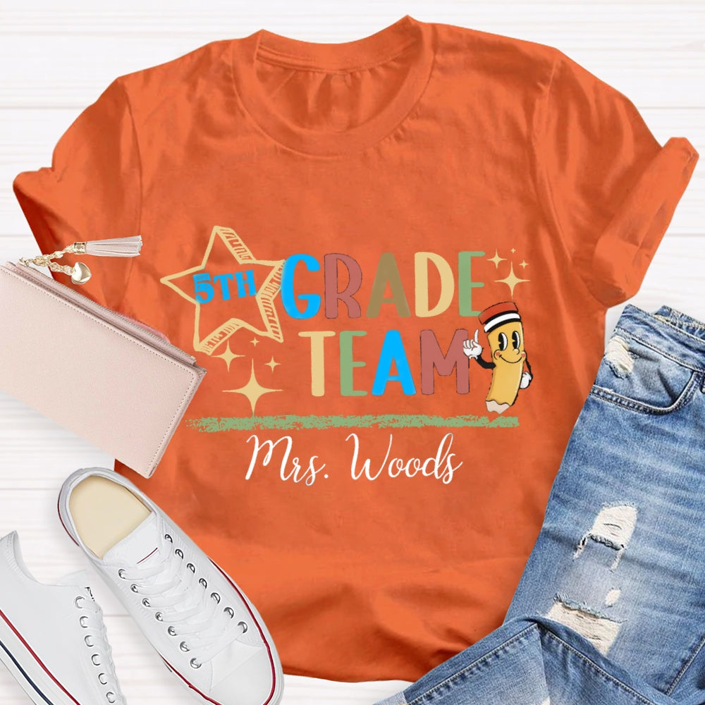 Personalized Grade And Name Fifth Grade Team T-shirt