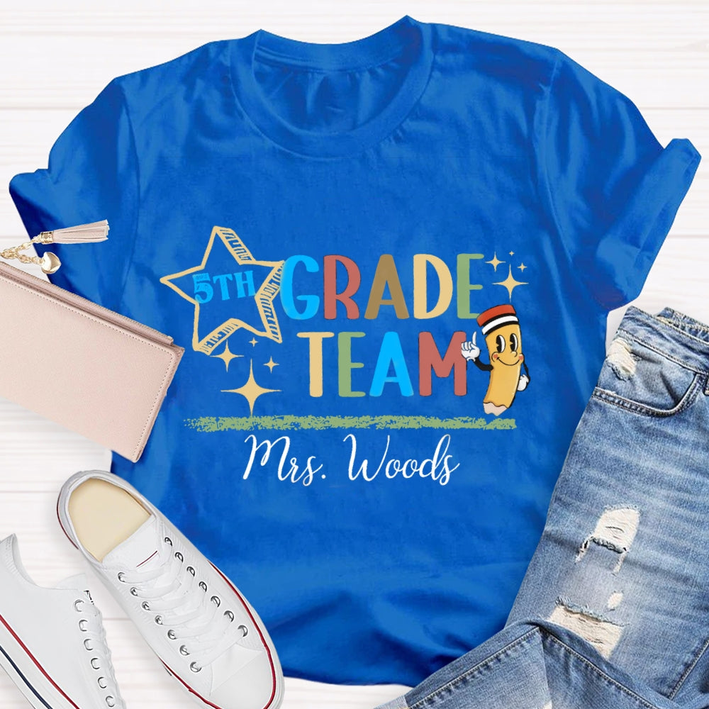 Personalized Grade And Name Fifth Grade Team T-shirt