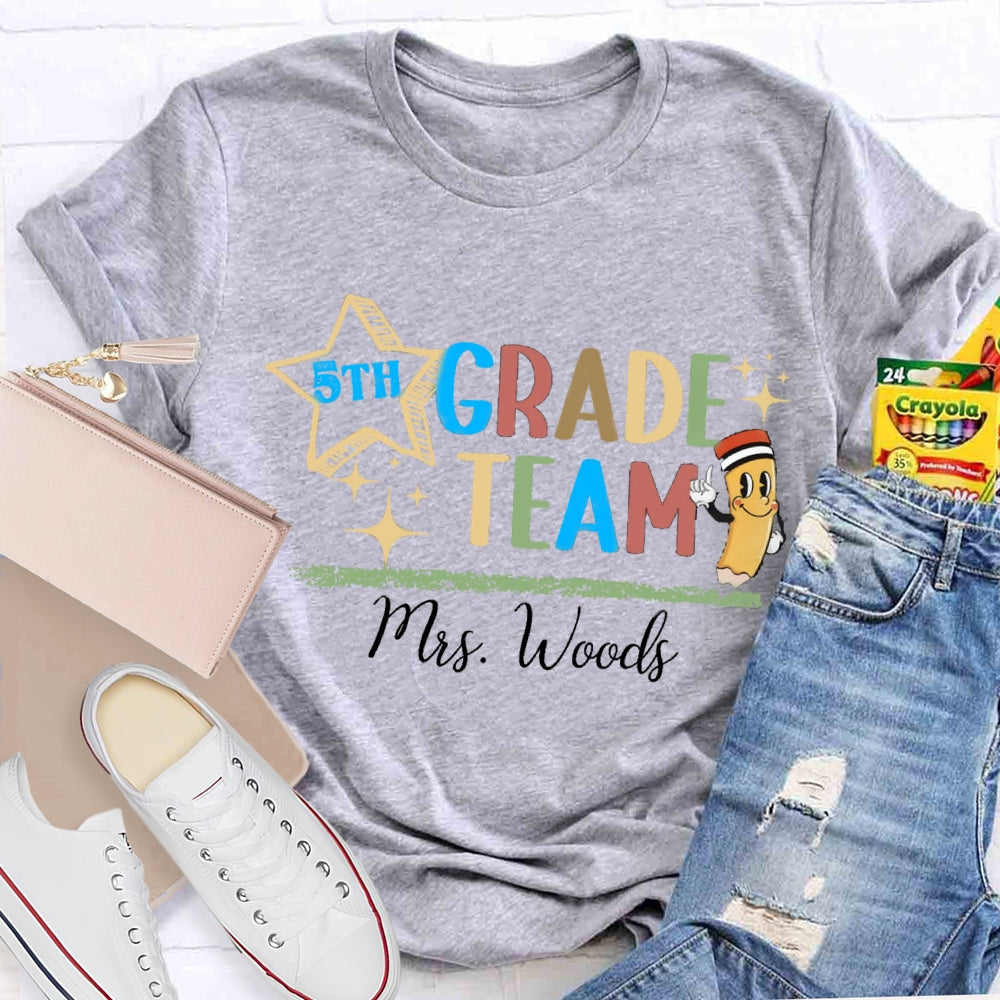 Personalized Grade And Name Fifth Grade Team T-shirt