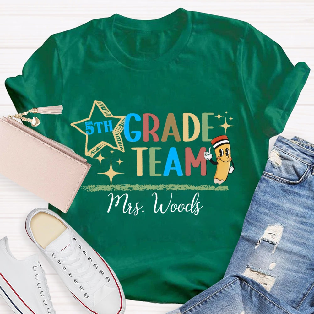 Personalized Grade And Name Fifth Grade Team T-shirt