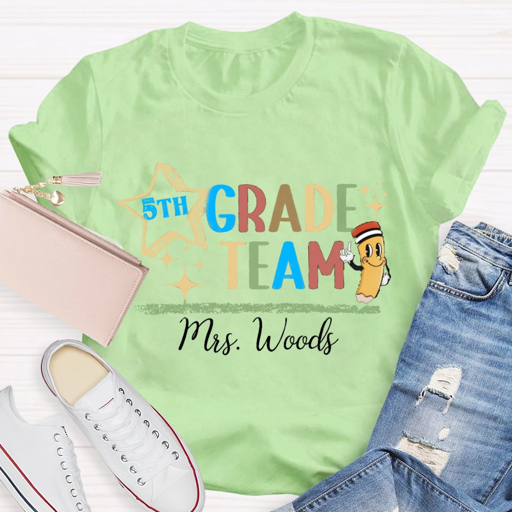 Personalized Grade And Name Fifth Grade Team T-shirt