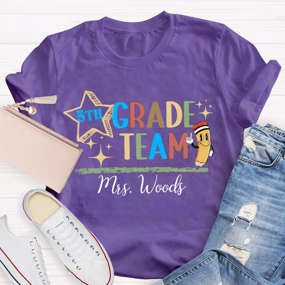 Personalized Grade And Name Fifth Grade Team T-shirt