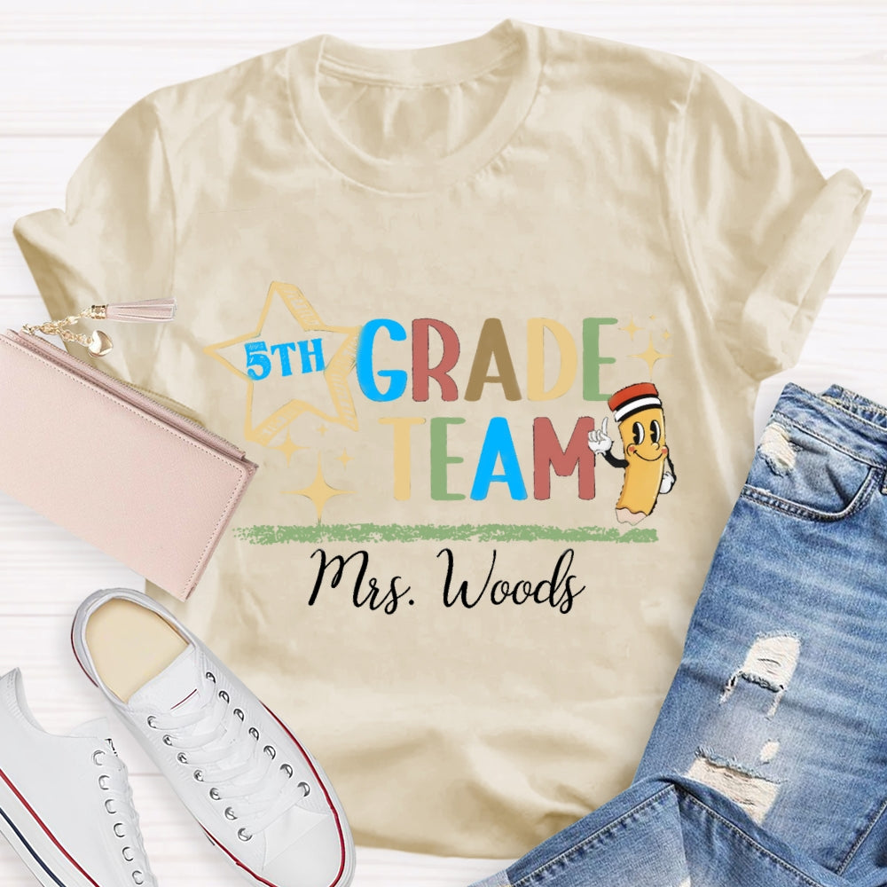 Personalized Grade And Name Fifth Grade Team T-shirt