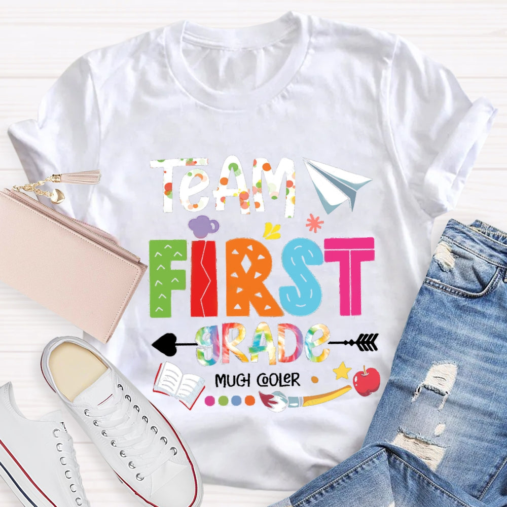 Personalized Grade Team First Grade Much Cooler Paper Airplane Brush T-shirt